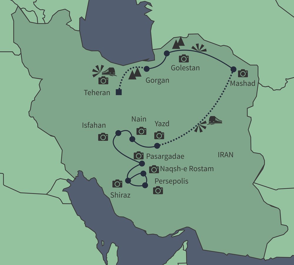 Routekaart van Betoverend Iran