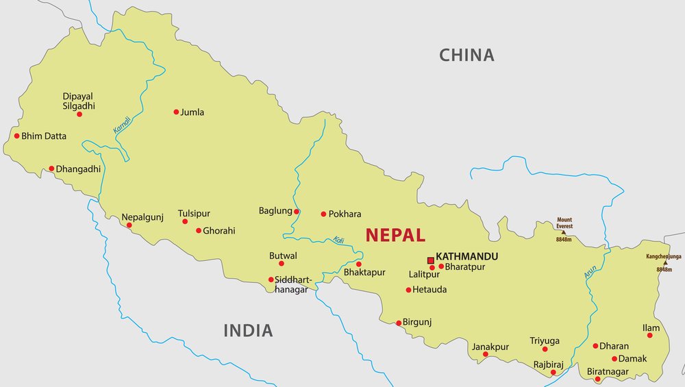 Kaart van Nepal